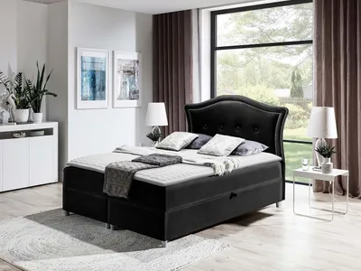 Obrázek produktu pro Kontinentální manželská postel 180x200 VARIEL 1 - černá + topper
