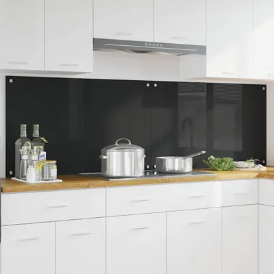 Produktbild von HOMMIE Küchenrückwand 2 pcs Schwarz 100x60cm Gehärtetes Glas DE859177 - Küchenersatzteile