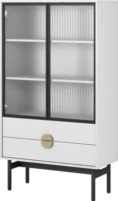 Obrázok produktu pre Selsey Stoon - Vitrína s 2 policami a 2 zásuvkami, biela, 150 cm