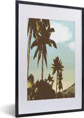 Produktbild von MuchoWow® MuchoWow® Gerahmtes Poster Palme - Himmel - Düne 40x60 cm - Poster mit zchwarzem Bilderrahmen - Poster in Rahmen