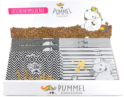 Produktbild von Pummel & Friends Gutscheinumschläge Display - Pummeleinhorn Schwarz/Weiß (24 Stück)