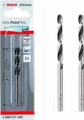 Produktbild von Bosch  Professionel HSS- PointTeQ Ø 3,5 x 39 x 70 mm 2 Stk.Metallbohrer
