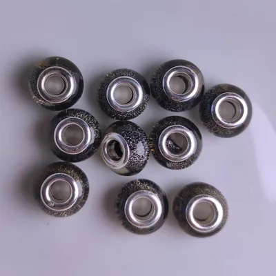 Immagine prodotto di Perline distanziatrici a foro largo rondelle glitterate, 14 mm, 10 pezzi, grigio