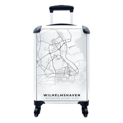 Produktbild von MuchoWow® Koffer Handgepäck Trolley Rollkoffer Kleine Reisekoffer mit 4 Rollen - Wilhemshaven - Karte - Stadtplan - Cabin Size < 55x40x23 cm & 55x40x20 cm - Fotokoffer - Kabinenkoffer - Boardgepäck - Reise-Box - Reisekoffer - Reisegepäck - Koffer mit Bild - Trolley für Kinder