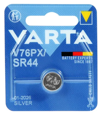 Produktbild von Varta 1x 1.55V V 76 PX, Einwegbatterie, SR44, Siler-Oxid (S), 1,55 V, 1 Stück(e), Silber