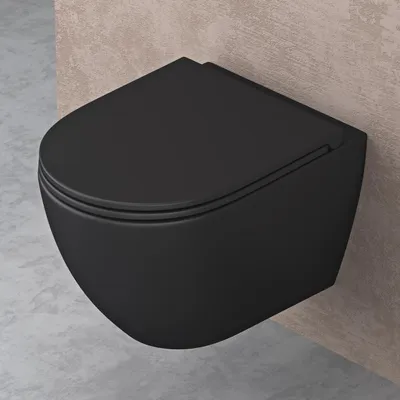 Image de doporro WC Suspendu Gris Noir Mat Cuvette Céramique Toilette Abattant Silencieux avec Frein de Chute Aix179