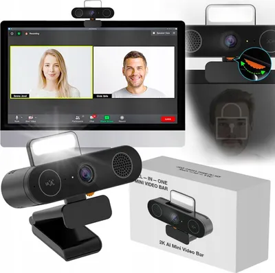 Image de Caméra web AI 3 en 1 2K 2560*1440 30 images par seconde USB C Caméra web microphone haut-parleur