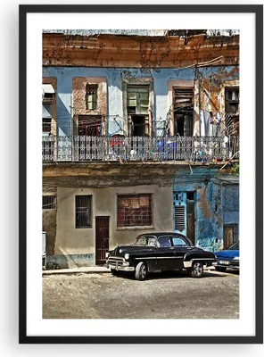 Produktbild von Gerahmtes Poster - Schwarzer Rahmen - Kuba Havanna Balkon - 50x70 cm - Wand Bild - Wanddeko - Wandbilder - Kunstposter - Wandposter - Bilderrahmen - Bilder - Kunstdruck - Wandbild - P2BPA50x70-4255