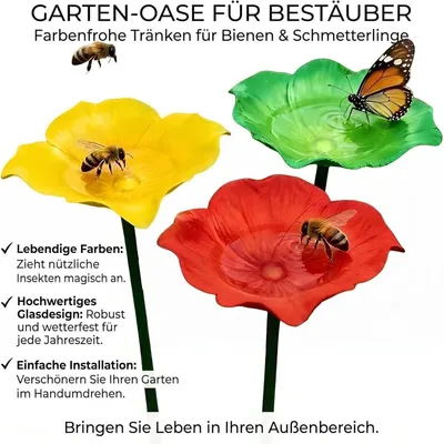 Immagine prodotto di Abbeveratoi per uccelli resistenti al gelo, confezione da 3 pezzi, in metallo. Ideali come abbeveratoi per insetti e api, da inserire nel terreno del giardino