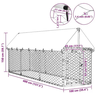 Produktbild von vidaXL Outdoor-Hundezwinger mit Dach 400x100x150 cm