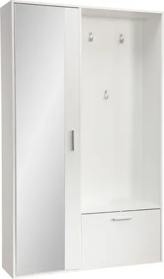 Produktbild von Bettso -Garderoben-Set  Kleiderbügel mit Spiegel, Schuhschrank, Flurgarderobe, Wandgarderobe-BIS Weiß
