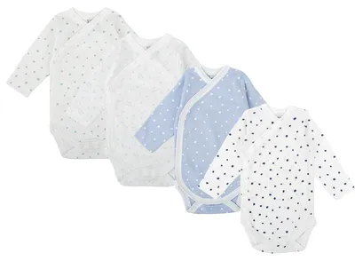 Produktbild von BABIDU | 4er-Pack Baby Wickelbody Langarm – 100% Baumwolle, weich & atmungsaktiv