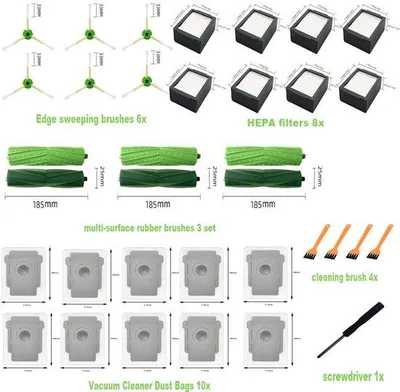 Produktbild von Ersatzteile für iRobot Roomba Modelle i3, i4, i6, i7, i8/Plus, E5, E6, E7, Borstel- und Filter-Ersatzteile