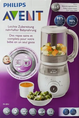 Produktbild von AVENT 4-in-1 Dampfgarer mit Mixer Premium, Babynahrungszubereiter, Dampfgaren, Pürieren, Auftauen, Aufwärmen, spülmaschinenfest, Modell SCF883/01