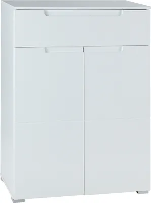 Produktbild von Schuhschrank - B 70 cm - 2 Türen - 1 Schublade - Weiß Hochglanz - Weiß matt
