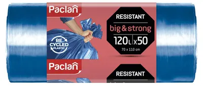 Image de Sacs poubelle Paclan, 50 x 120 litres, couleur bleue, paquet de 50