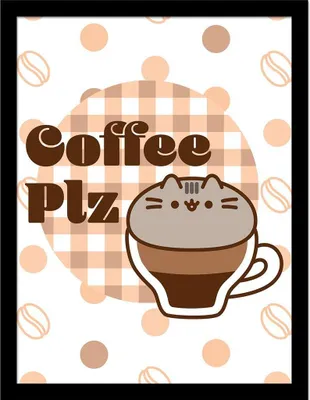 Obrázek produktu pro Pusheen - zarámovaný plakát "Coffee Plz" PM11157 (40 cm x 30 cm) (růžová/hnědá/bílá)
