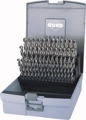 Immagine prodotto di Set di punte elicoidali RUKO DIN 338 tipo N HSS - 41 pezzi