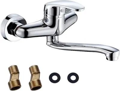 Productafbeelding van Kraan wandmontage - 360 graden draaibare waterkraan - Keukenwandarmatuur - Mengkraan voor de keuken - Wandspoelbak - Koud en warm