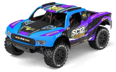Produktbild von ZD Racing SC12 RTR 1:12 RC Auto 4WD, 75 km/h, 3S Brushless, Aluminium-Chassis, LED-Licht, Öldruckstoßdämpfer, Short Course Truck, Lila