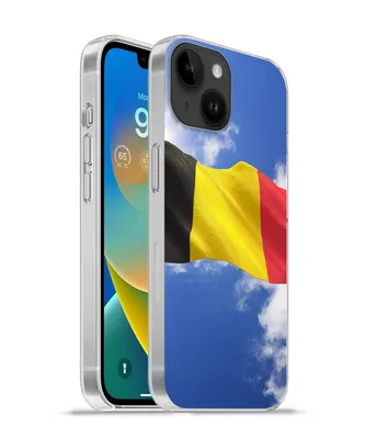 Produktbild von MuchoWow® Handyhülle Schutzhülle Hülle für Apple iPhone 14 - Softcase Die Flagge Belgiens weht am Himmel Silikon Softcase Handy Hülle - Mobiltelefonhülle