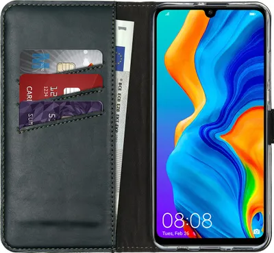 Produktbild von Selencia Echtleder Klapphülle Huawei P30 Lite - Grün