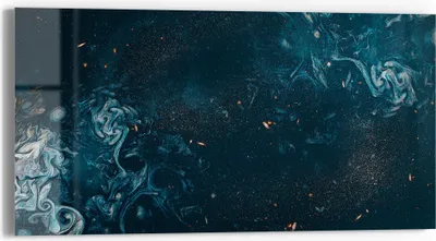 Produktbild von DEQORI Glasbild Echtglas 60x30 cm 'Galaktische Reflexionen' Wandbild Bild modern Deko