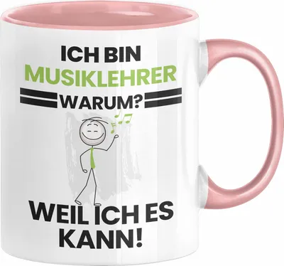 Produktbild von Musiklehrer Geschenk Tasse Lustiger Spruch Ich Bin Musiklehrer Warum Weil Ich Es Kann Geschenkidee Bester Musiklehrer Geburtstag Kaffee-Becher (Rosa)