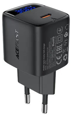 Zdjęcie produktu dla Acefast Charger A115 ładowarka sieciowa (wyświetlacz USB-C, PD30W) - czarna