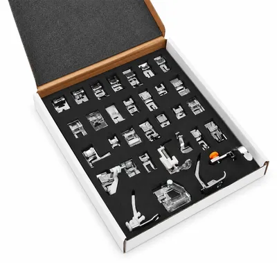 Nähfuß-Set 32-teilig, Niedrigschaft, Stahl, Weiß