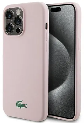 Zdjęcie produktu dla Etui Lacoste Silicone MagSafe do iPhone 15 Pro różowy