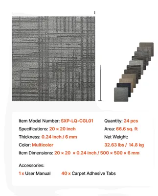 Obrázek produktu pro Kobercové dlaždice, snadná instalace, protiskluzový design, vícebarevné