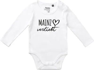 Produktbild von Huuraa Baby Body Mainz verliebt 74 White  Baumwolle Fairtrade Langarmbody Geschenkidee