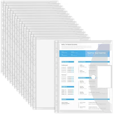 Produktbild von Set mit 22 A4-Dokumentenmappen, wasserfest mit 11 Perforationen, Folienmappe mit Klettverschluss für Dokumente