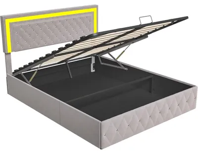 Zdjęcie produktu dla Łóżko dwuosobowe - Łóżko z pojemnikiem - Sofabed - Stelaż łóżka - Materac sprężynowy - Mechanizm hydrauliczny do podnoszenia
