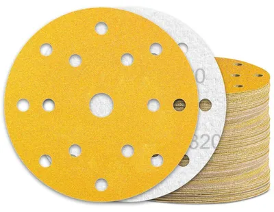 Immagine prodotto di Carta abrasiva autoadesiva, 150 mm, grana 320, con 15 fori, confezione da 60 pezzi, per levigatrici eccentriche