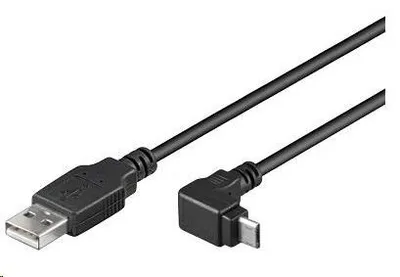 Produktbild von PremiumCord Micro USB 2.0 Kabel, A-B, 90° Winkelstecker 1m (schwarz) (ku2m1f-90)