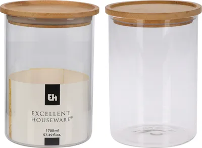 Produktbild von Frischhaltedose Excellent Houseware, Glas/Bambus, 12,5x17,5 cm, transparent/braun