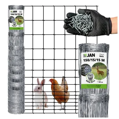 Zdjęcie produktu dla SIATKA LEŚNA ogrodzeniowa 150/15/15 M 25m MOCNA gęsta na kury DZIKA ŁOSIA