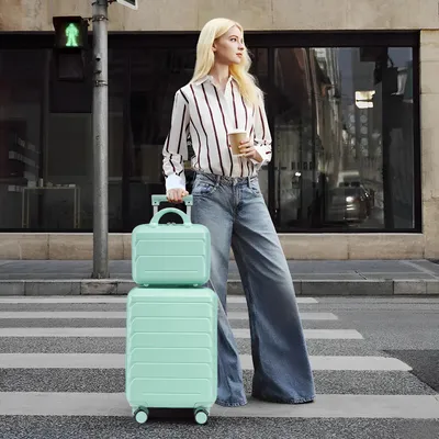 Produktbild von STILVORA Kofferset 2-teilig 14/19 Zoll mit Zahlenschloss,Reisekoffer-Set aus ABS-Material mit Spinner-Rollen und Kosmetiktasche,Gepäckset für Reisen
