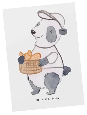 Produktbild von Mr. & Mrs. Panda Postkarte Bäcker Herz - Weiß - Geschenk, Konditor, Frühstück, Lecker, spruchkarte, Ansichtskarte, Bäckerei, Grußkarte, Ansichtskarten, Postkarten