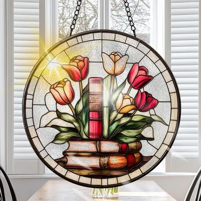 Produktbild von Sonnenfänger aus farbigem Glas, 20 cm, mit Kette und Haken, für Wohnzimmer und Balkon