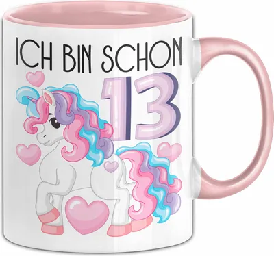 Produktbild von 13. Geburtstag Geschenk Tasse Becher Mädchen Tochter Geburtstagsgeschenk Einhorn Ich Bin Schon 13 Teenager (Rosa)