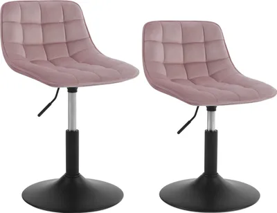 Produktbild von WOLTU 2er-Set Barhocker Barstuhl Barsessel höhenverstellbar Küchenhocker mit Lehne  360° Drehstuhl Samt, Rosa