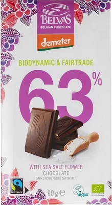 Produktbild von Belvas Schokoladentafel Zartbitter 63 % mit Meersalzblüte (90 g)