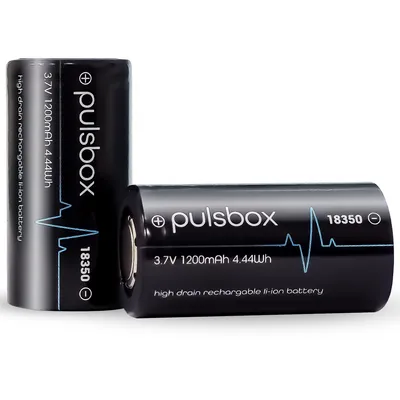 Zdjęcie produktu dla pulsbox IMR 18350 Li-Ion akumulator 3.7V | Flat Top | 1200mAh | 10A High Drain