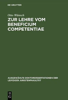 Produktbild von Zur Lehre vom Beneficium Competentiae