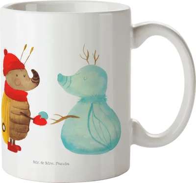 Produktbild von Mr. & Mrs. Panda Kindertasse Nachtfalter Schneemann - Weiß - Geschenk, Winter, Mehrwegbecher, Weihnachten, Campingbecher, Plastikbecher, Pott, Reisebecher, Weihnachtsgruß