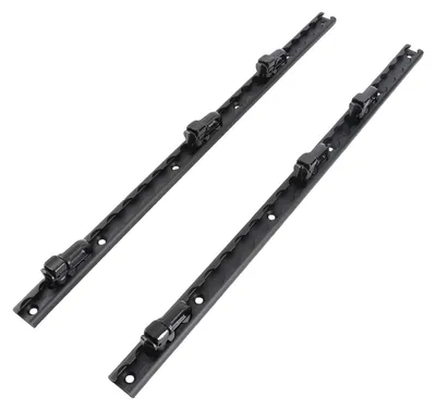 Image de Système d'arrimage sur rail de 60 cm de long avec 6 fixations à double tige en aluminium anodisé noir pour plateaux de camion et remorques