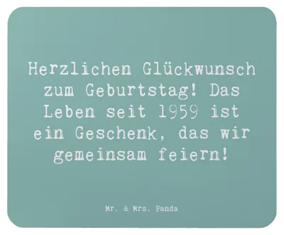 Produktbild von Mr. & Mrs. Panda Mauspad Spruch 1959 Geburtstag - Meeresbrise - Geschenk, Happy Birthday, Mouse Pad, Geboren am, Geburtsjahr, Geburtstagsgeschenk, pc, Erinnerungen, Liebe